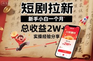 短剧拉新新手小白一个月总收益2W+实操经验分享-知一资源网