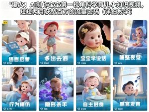 爆火！AI制作宝宝第一视角科学育儿小知识视频，短短两月获赞百万的流量密码（详细教学）-知一资源网