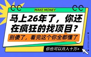 26年了，不要再疯狂的找项目了，看完这个你也可以月入十个W【揭秘】-知一资源网