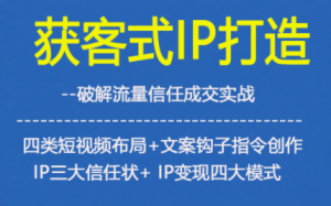 获客型IP打造，破解流量信任成，四类短视频布局+文案钩子指令创作IP三大信任状+IP变现四大模式-知一资源网
