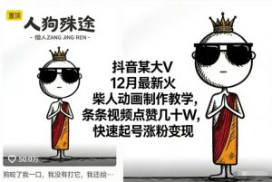 抖音某大V12月最新火柴人动画制作教学，条条视频点赞几十W，快速起号涨粉变现-知一资源网