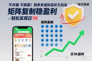 不内卷不踩雷！拼多多虚拟品长久玩法，矩阵复制稳盈利，轻松实现日1K【揭秘】-知一资源网