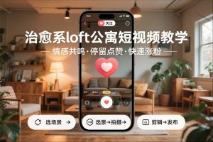 治愈系loft公寓短视频制作教学，情感共鸣引停留点赞关注，快速起号涨粉-知一资源网