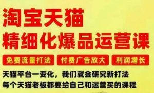 淘宝天猫精细化爆品运营课，免费流量打法-付费广告放大-利润增长-三大核心痛点，一次全部解决-知一资源网
