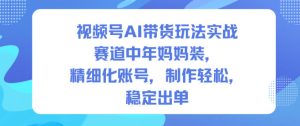 视频号AI带货玩法实战，赛道中年妈妈装，精细化账号，制作轻松，稳定出单-知一资源网