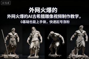 外网火爆的AI古希腊雕像视频制作教学，0基础也能上手做，快速起号涨粉-知一资源网