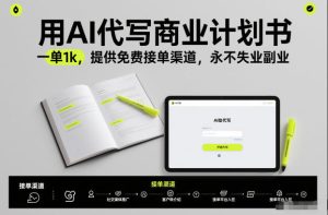 用AI代写商业计划书，一单1k，提供免费接单渠道，永不失业副业-知一资源网