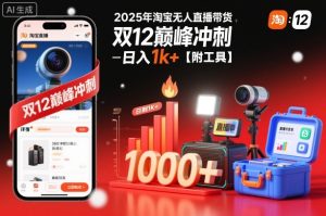 2025年淘宝无人直播带货，冲刺双12，日入1k+【附工具】【揭秘】-知一资源网
