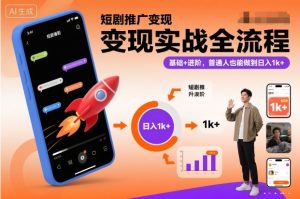 短剧推广变现实战全流程，基础+进阶，普通人也能做到日入1k+-知一资源网