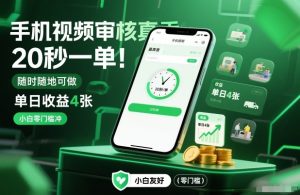 手机视频审核真香!20秒一单,随时随地可做,单日收益4张,小白零门槛冲【揭秘】-知一资源网