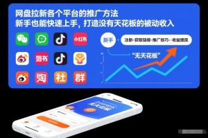 网盘拉新各个平台的推广方法，新手也能快速上手，打造没有天花板的被动收入-知一资源网