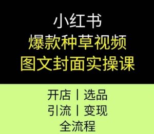 小红书爆款种草视频图文封面实操课，开店、选品、引流、变现全流程-知一资源网